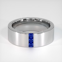 18K White Gold Blue Sapphire Men's Wedding Band Video