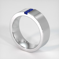 18K White Gold Blue Sapphire Men's Wedding Band Image