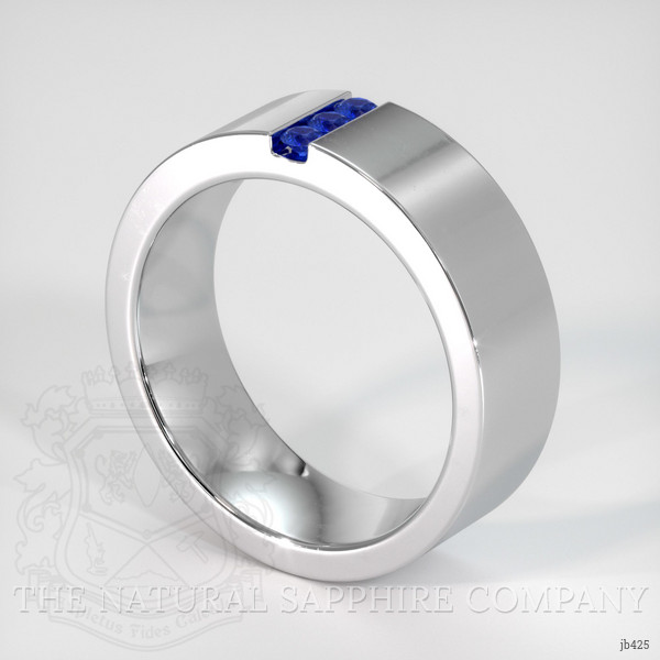 18K White Gold Blue Sapphire Men's Wedding Band