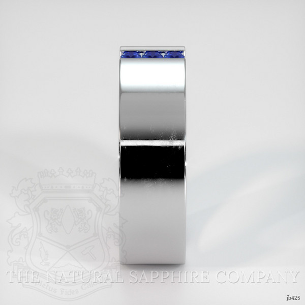 18K White Gold Blue Sapphire Men's Wedding Band