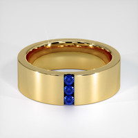 18K Yellow Gold Blue Sapphire Men's Wedding Band Video