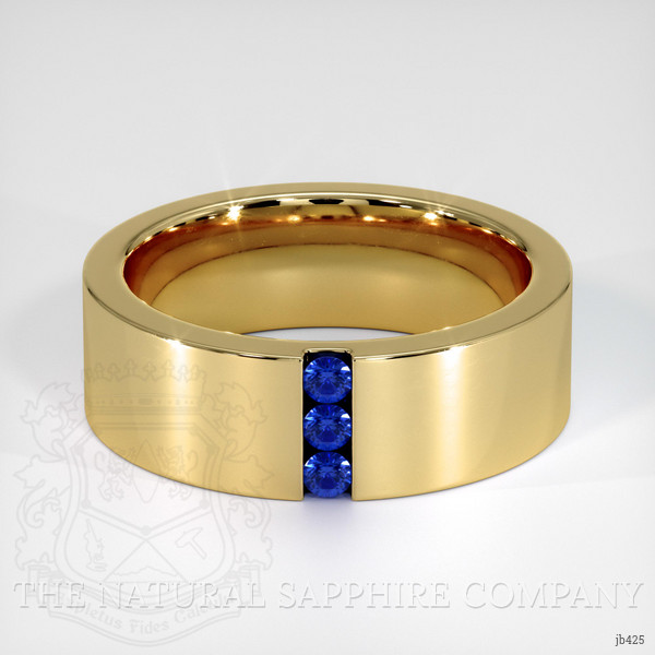 18K Yellow Gold Blue Sapphire Men's Wedding Band