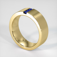 18K Yellow Gold Blue Sapphire Men's Wedding Band Image