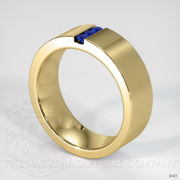 18K Yellow Gold Blue Sapphire Men's Wedding Band