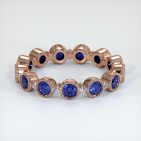 14K Rose Gold Blue Sapphire and Diamond Antique Style Wedding Band Video