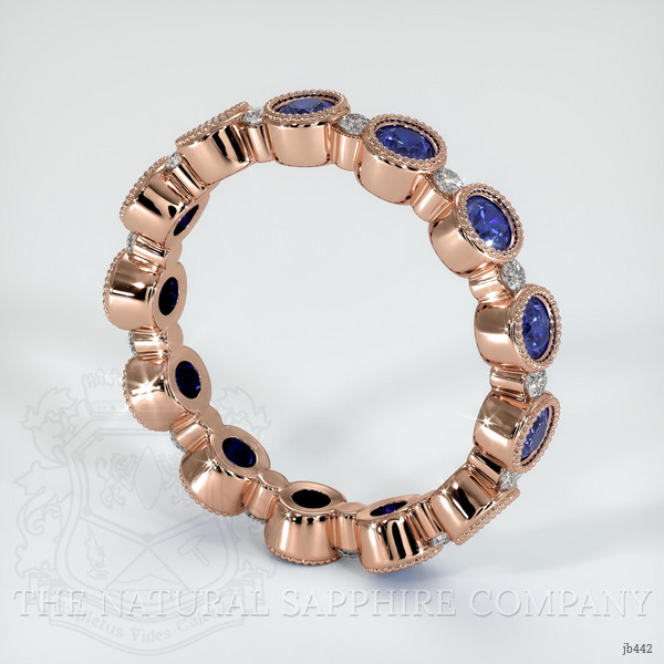 14K Rose Gold Blue Sapphire and Diamond Antique Style Wedding Band