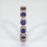 14K Rose Gold Blue Sapphire and Diamond Antique Style Wedding Band Image