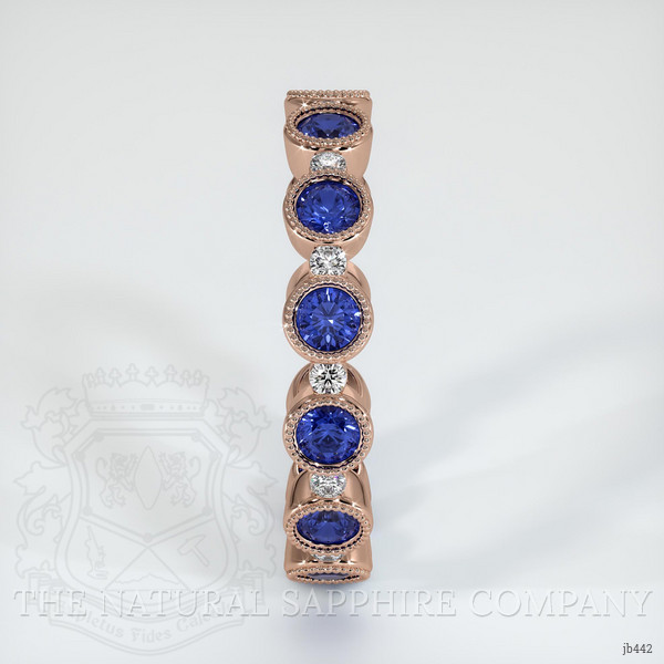 14K Rose Gold Blue Sapphire and Diamond Antique Style Wedding Band