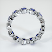 14K White Gold Blue Sapphire and Diamond Antique Style Wedding Band Image