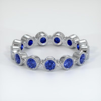 18K White Gold Blue Sapphire and Diamond Antique Style Wedding Band Video