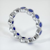 18K White Gold Blue Sapphire and Diamond Antique Style Wedding Band Image
