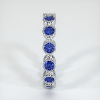 18K White Gold Blue Sapphire and Diamond Antique Style Wedding Band Image