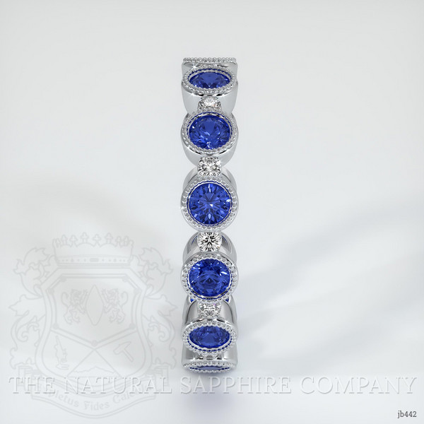 18K White Gold Blue Sapphire and Diamond Antique Style Wedding Band