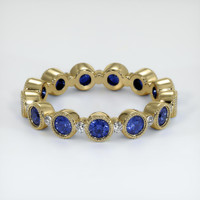 14K Yellow Gold Blue Sapphire and Diamond Antique Style Wedding Band Video