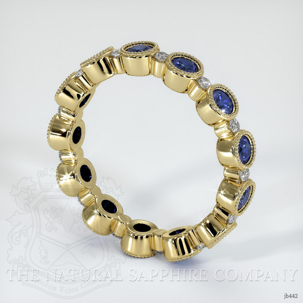 14K Yellow Gold Blue Sapphire and Diamond Antique Style Wedding Band