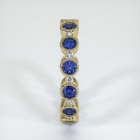 14K Yellow Gold Blue Sapphire and Diamond Antique Style Wedding Band Image