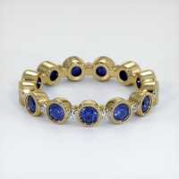 18K Yellow Gold Blue Sapphire and Diamond Antique Style Wedding Band Video