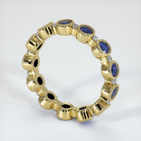 18K Yellow Gold Blue Sapphire and Diamond Antique Style Wedding Band Image