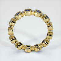 18K Yellow Gold Blue Sapphire and Diamond Antique Style Wedding Band Image