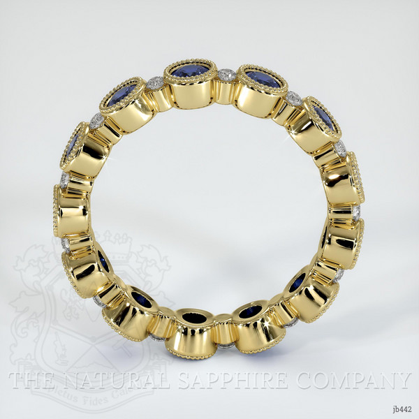 18K Yellow Gold Blue Sapphire and Diamond Antique Style Wedding Band