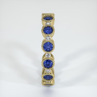 18K Yellow Gold Blue Sapphire and Diamond Antique Style Wedding Band Image