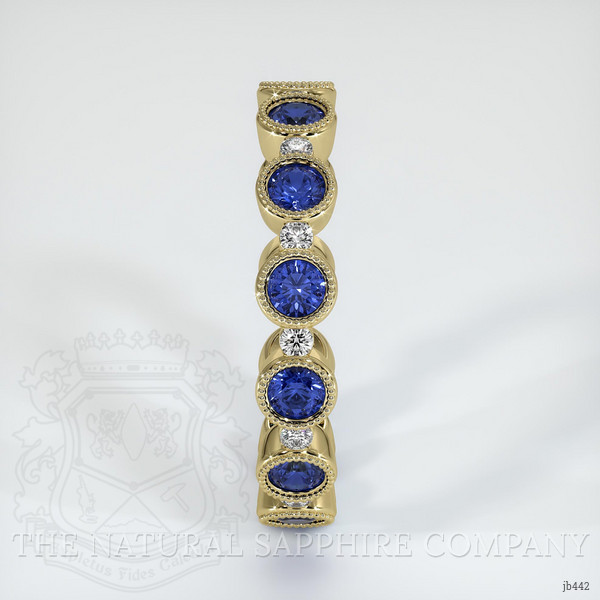 18K Yellow Gold Blue Sapphire and Diamond Antique Style Wedding Band