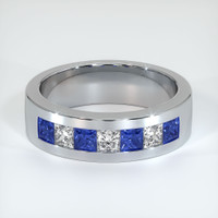 Platinum 950 Blue Sapphire and Diamond Men's Wedding Band Video