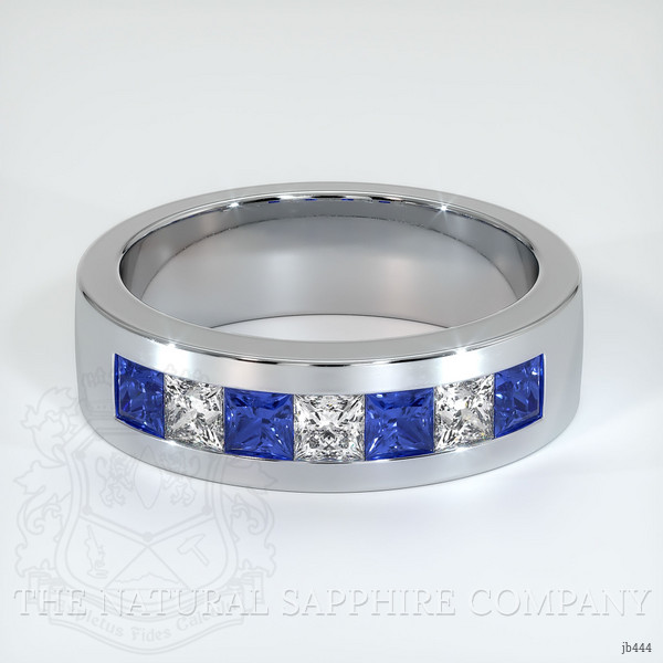 Platinum 950 Blue Sapphire and Diamond Men's Wedding Band