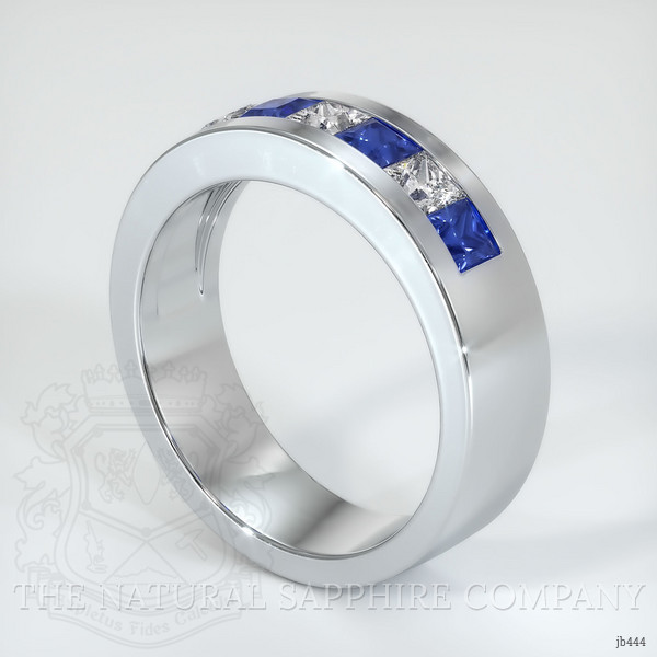 Platinum 950 Blue Sapphire and Diamond Men's Wedding Band