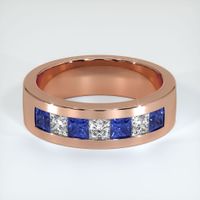 14K Rose Gold Blue Sapphire and Diamond Men's Wedding Band Video