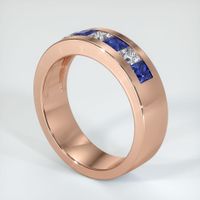 14K Rose Gold Blue Sapphire and Diamond Men's Wedding Band Image
