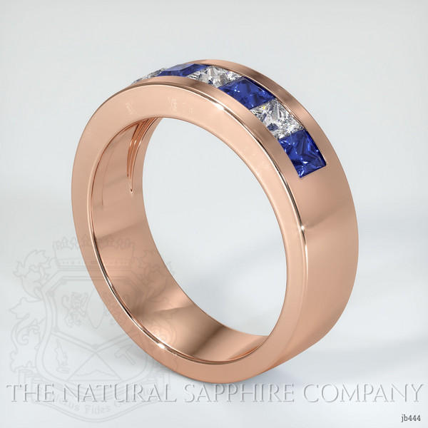 14K Rose Gold Blue Sapphire and Diamond Men's Wedding Band