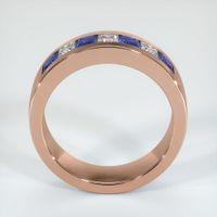 14K Rose Gold Blue Sapphire and Diamond Men's Wedding Band Image