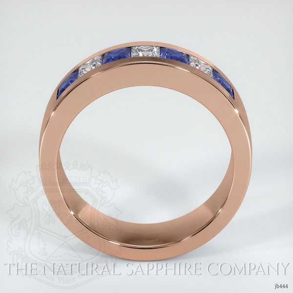 14K Rose Gold Blue Sapphire and Diamond Men's Wedding Band