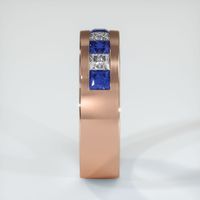14K Rose Gold Blue Sapphire and Diamond Men's Wedding Band Image
