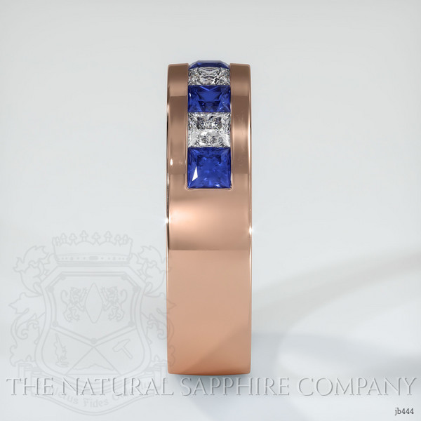 14K Rose Gold Blue Sapphire and Diamond Men's Wedding Band