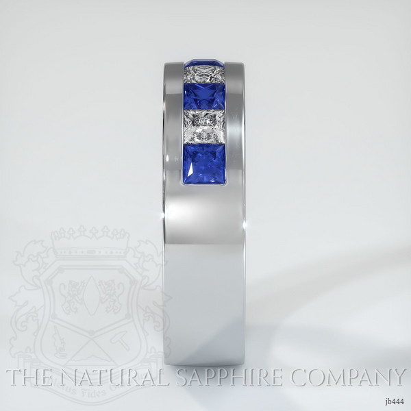 14K White Gold Blue Sapphire and Diamond Men's Wedding Band