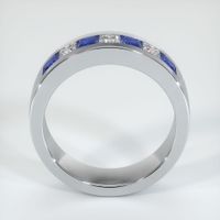 18K White Gold Blue Sapphire and Diamond Men's Wedding Band Image