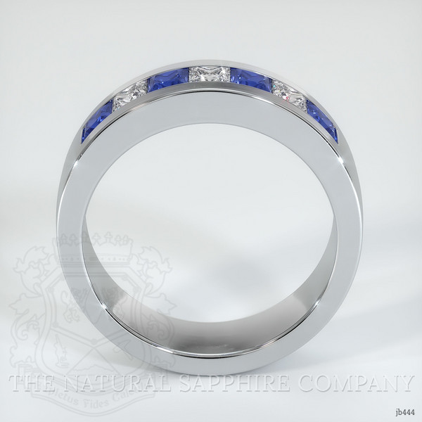18K White Gold Blue Sapphire and Diamond Men's Wedding Band