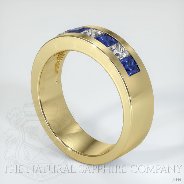 14K Yellow Gold Blue Sapphire and Diamond Men's Wedding Band