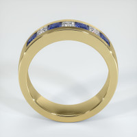 14K Yellow Gold Blue Sapphire and Diamond Men's Wedding Band Image