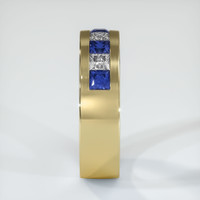 14K Yellow Gold Blue Sapphire and Diamond Men's Wedding Band Image