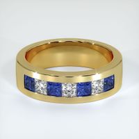 18K Yellow Gold Blue Sapphire and Diamond Men's Wedding Band Video