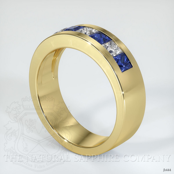 18K Yellow Gold Blue Sapphire and Diamond Men's Wedding Band