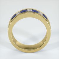 18K Yellow Gold Blue Sapphire and Diamond Men's Wedding Band Image