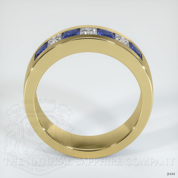 18K Yellow Gold Blue Sapphire and Diamond Men's Wedding Band