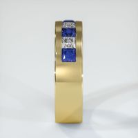 18K Yellow Gold Blue Sapphire and Diamond Men's Wedding Band Image
