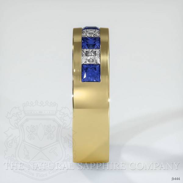18K Yellow Gold Blue Sapphire and Diamond Men's Wedding Band