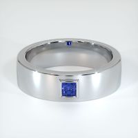 14K White Gold Blue Sapphire Men's Wedding Band Video