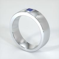 14K White Gold Blue Sapphire Men's Wedding Band Image